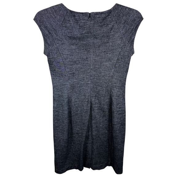 Ann Taylor Black Heather Square Neck Cap Sleeve Wool Blend Sheath Dress Size 10 - Picture 2 of 8